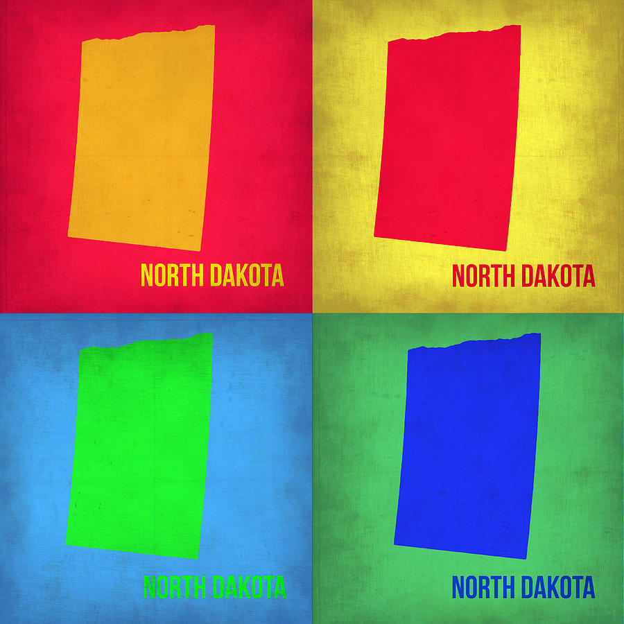 North Dakota Painting - North Dakota Pop Art Map 1 by Naxart Studio