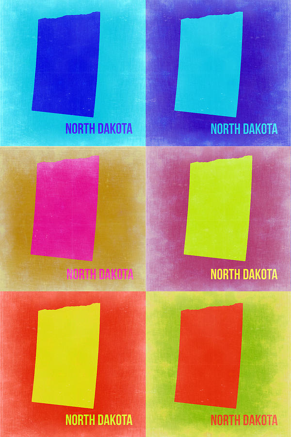 North Dakota Map Painting - North Dakota Pop Art Map 2 by Naxart Studio