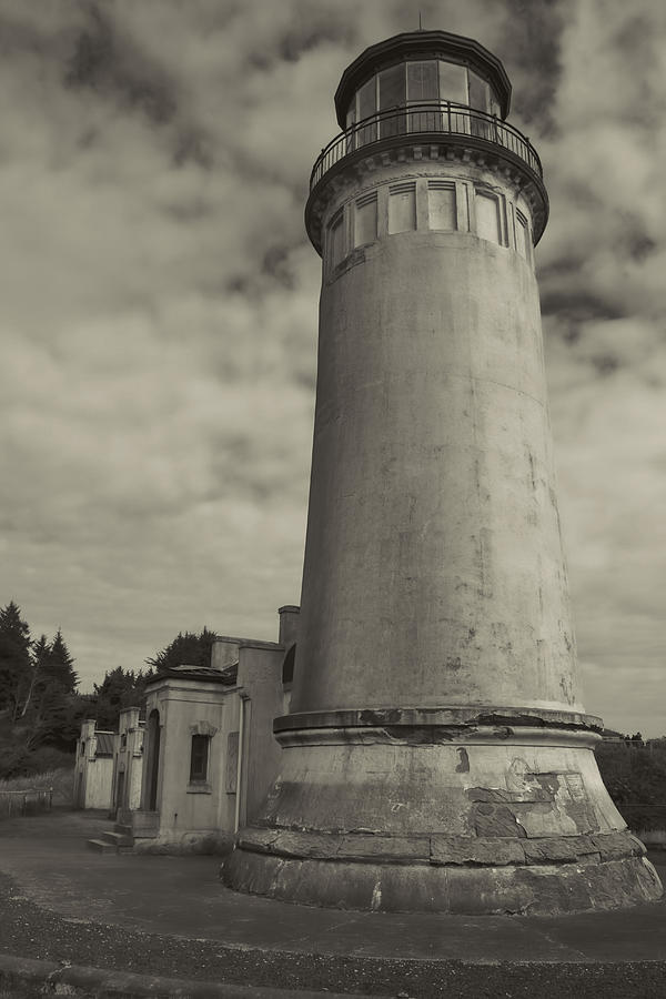 North Head Lighthouse BW Photograph by Cathy Anderson