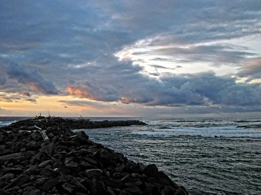 North Jetty of the Siuslaw River Photograph by Lara Ellis