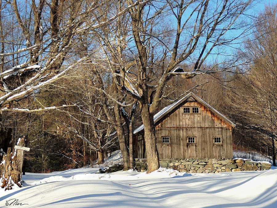 Winter Photograph - North Road Barn Newbury Vermont by Nancy Griswold