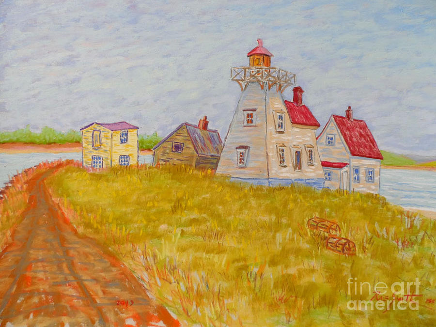 North Rustico Lighthouse Pastel by Rae  Smith PSC