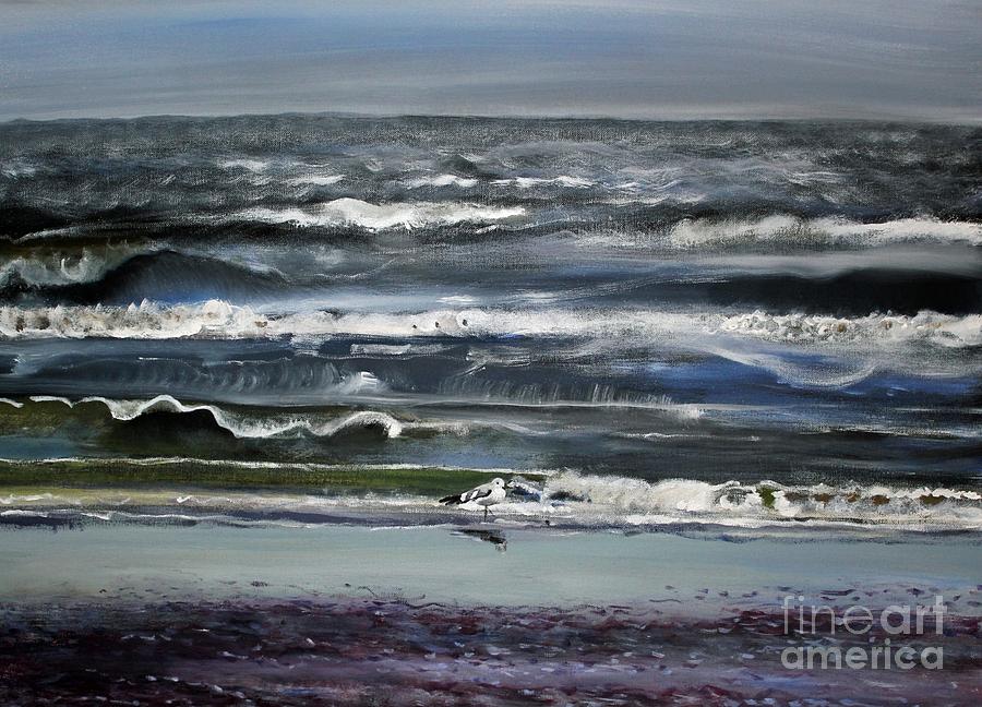 Seagull Painting - North sea beach by Stephanie  Koehl