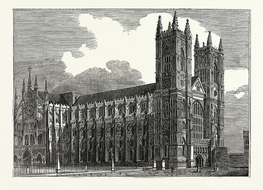 North West View Of Westminster Abbey, London, Uk, Britain Drawing by ...