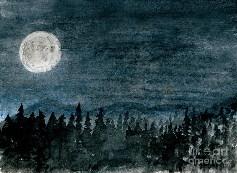 North Woods in Moonlight Painting by R Kyllo