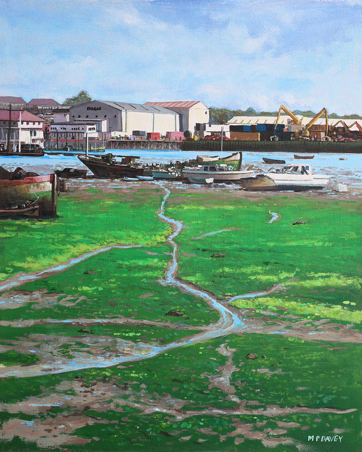 Northam boat yards and old boats Painting by Martin Davey
