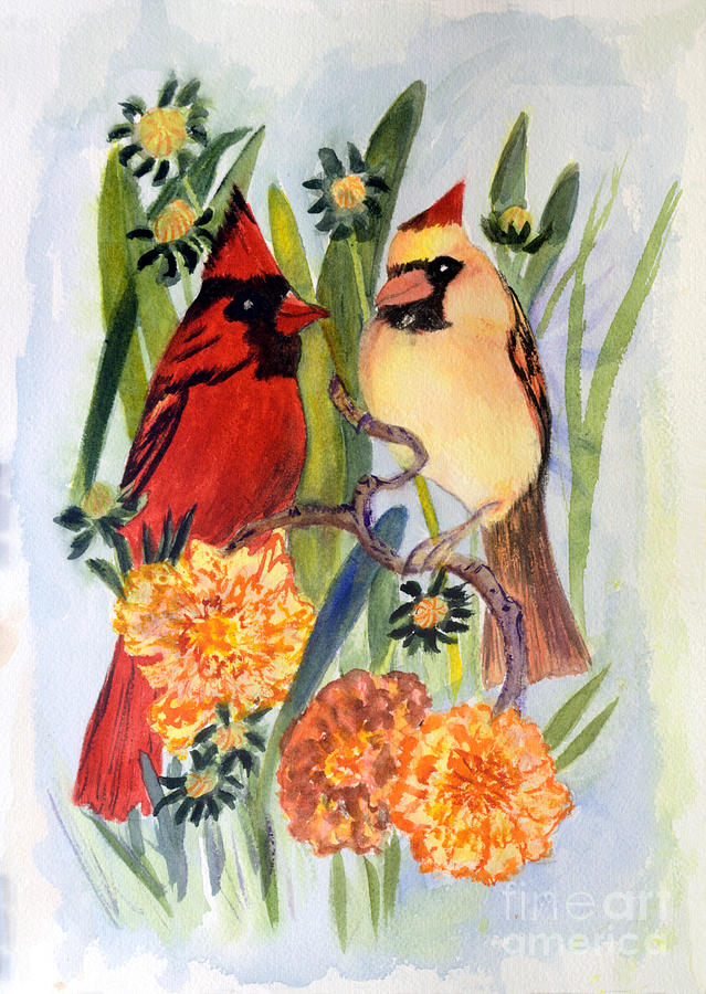 Northern Cardinal Painting by Donna Walsh