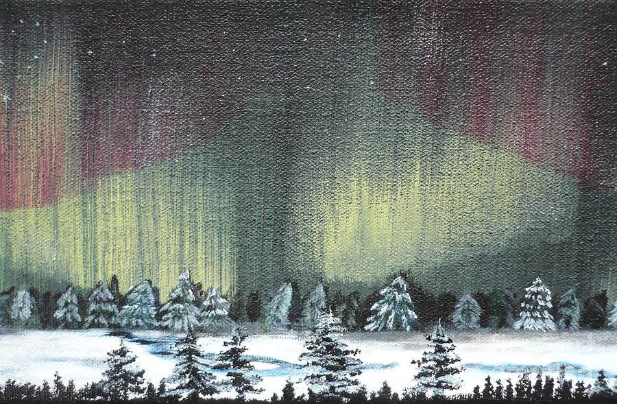 Northern Lights closeup Painting by Monika Shepherdson