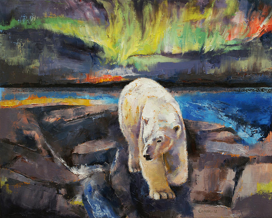 Wildlife Painting - Northern Lights by Michael Creese