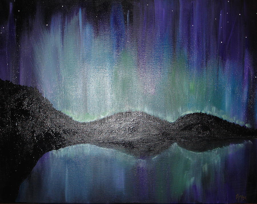 Northern Lights of Laboradite Painting by Angie Butler