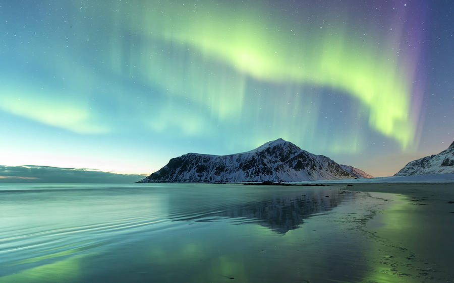 Northern Lights On Skagsanden Norway Photograph by Spreephoto.de