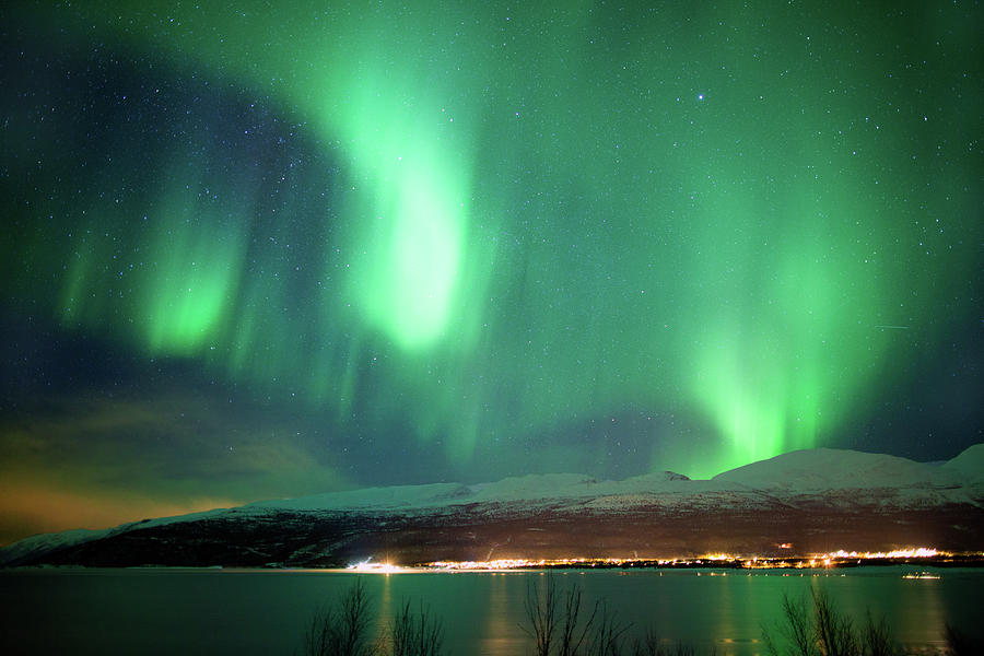 Northern Lights Over A Norwegian Fjord Photograph by Andrea Ricordi, Italy