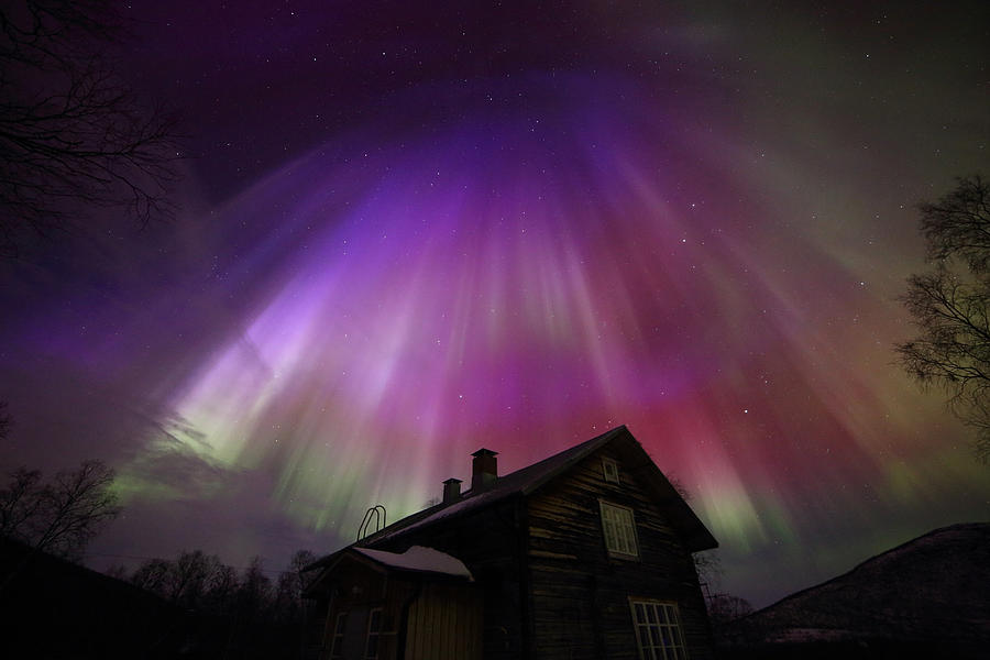 Northern Lights over an Old House Photograph by Pekka Sammallahti
