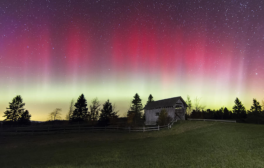 Northern Lights Over Foster Covered Bridge Cabot VT Photograph by John
