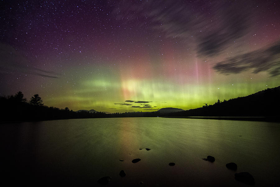 Northern Lights Over Ricker Pond Photograph by John Vose
