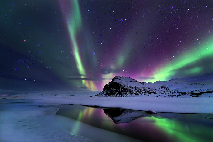 Winter Photograph - Northern Lights Reflection by Andrea Auf Dem