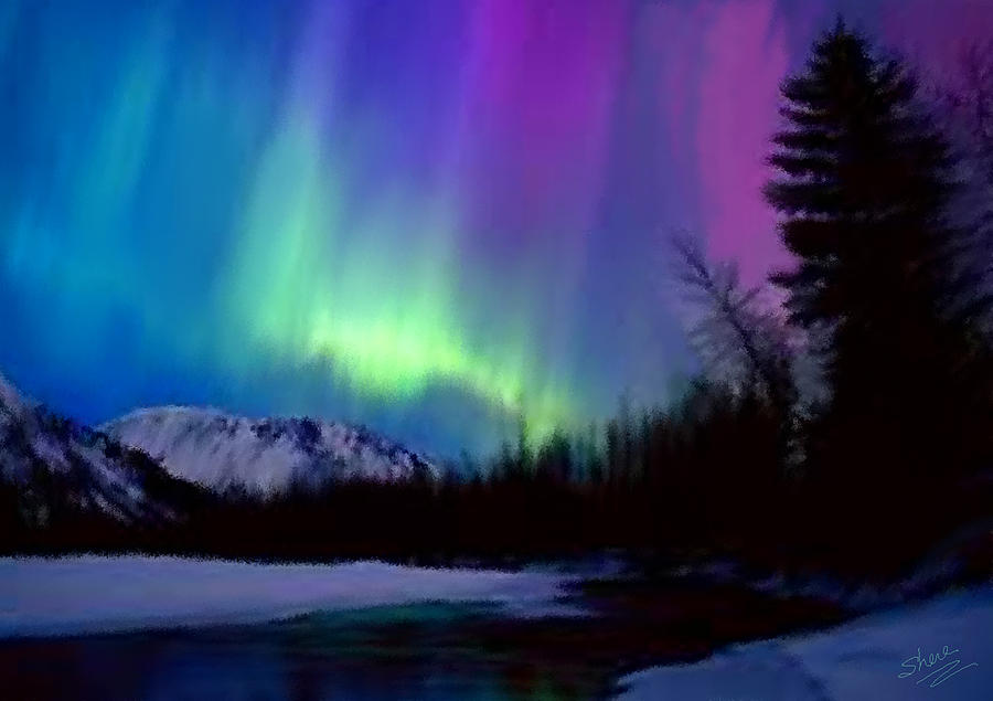 northern lights painting