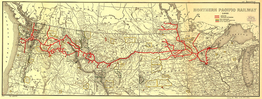 Northern Pacific Railroad Old Map Photograph by Georgia Clare