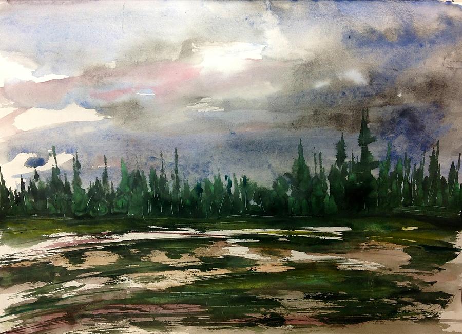 Northern Tree Line - Grey Day Painting by Desmond Raymond