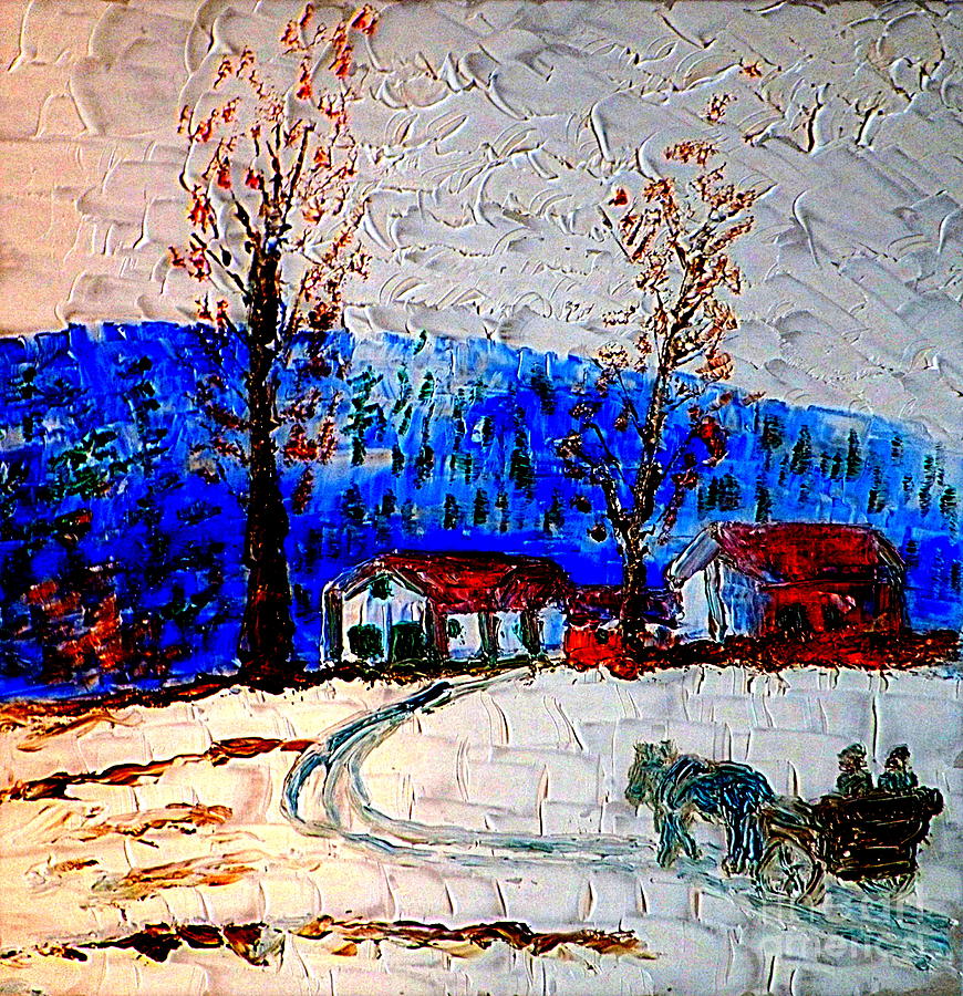Northern Utah Garland Winter Evening Buggy Ride  Painting by Richard W Linford