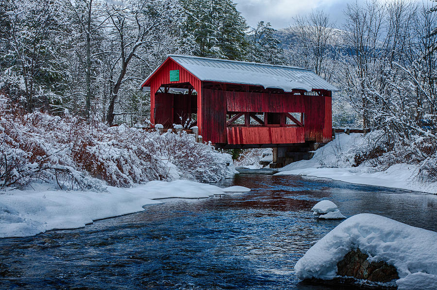 Transportation Photograph - Northfield Vermont covered bridge by Jeff Folger