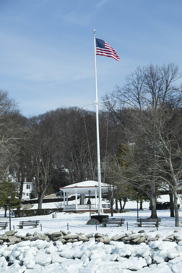 Northport Gazebo in the snow Photograph by Susan Jensen