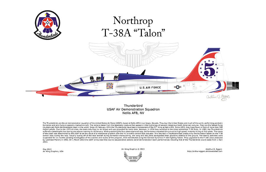 Northrop T-38A Talon Thunderbird 5 Digital Art by Arthur Eggers