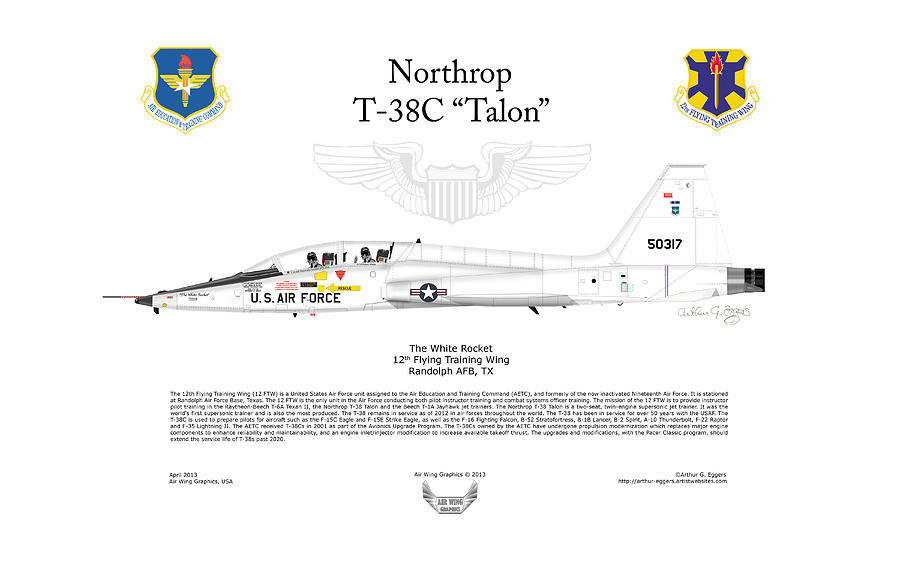 Northrop T-38C Talon The White Rocket Digital Art by Arthur Eggers
