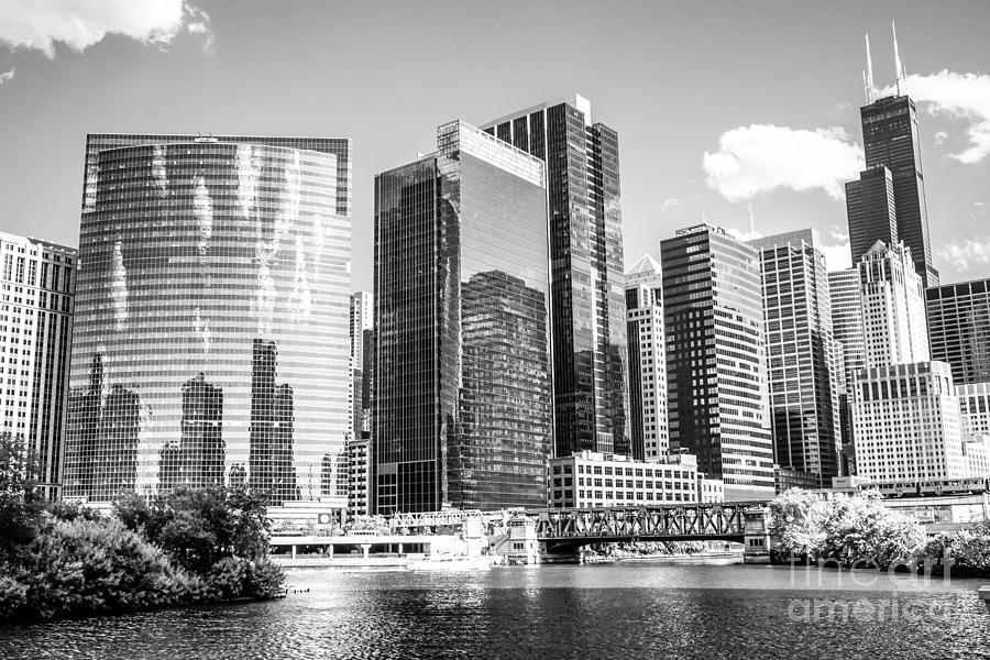 Northwest Chicago Loop Buildings Black And White Photo Photograph
