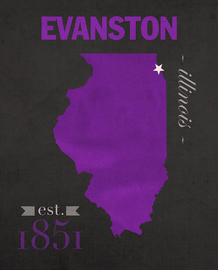 Northwestern University Mixed Media - Northwestern University Wildcats Evanston Illinois College Town State Map Poster Series No 080 by Design Turnpike