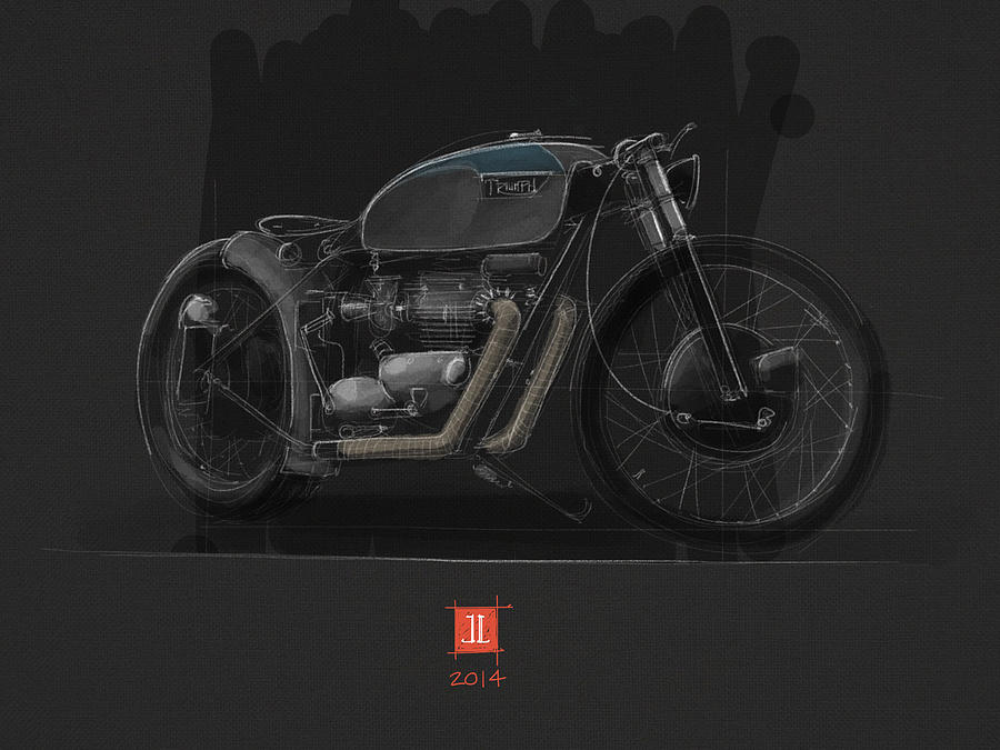 Norton Bobber Drawing by Jeremy Lacy