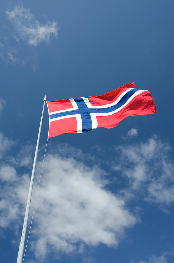 Flag Photograph - Norway, Bergen Norway Flag by Cindy Miller Hopkins
