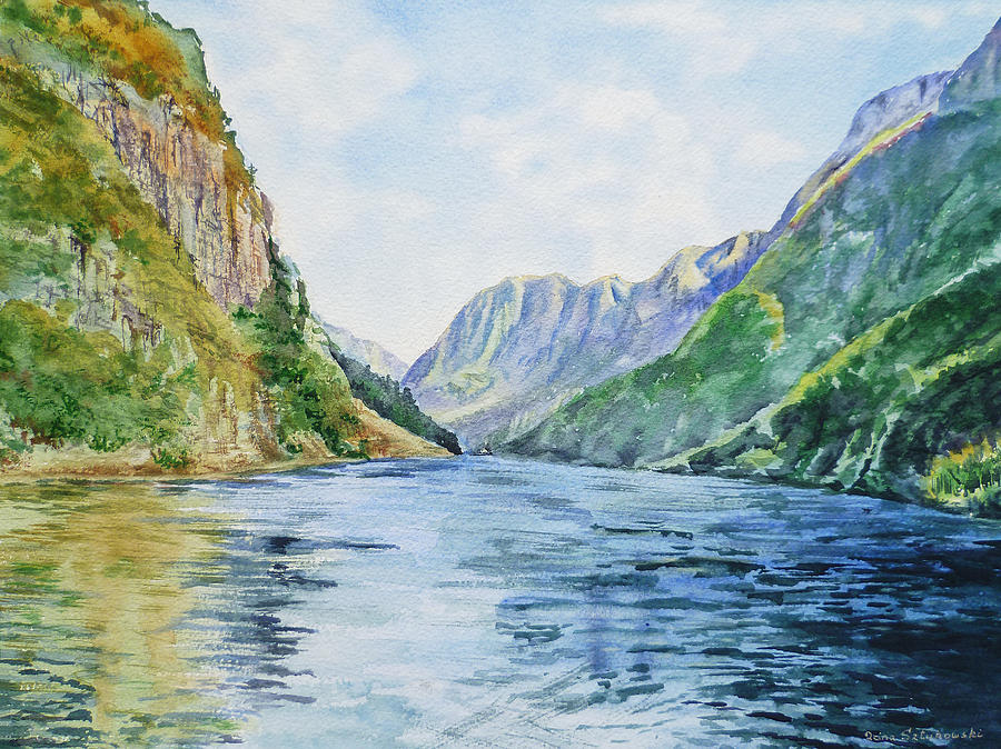 Norway Fjord Painting by Irina Sztukowski