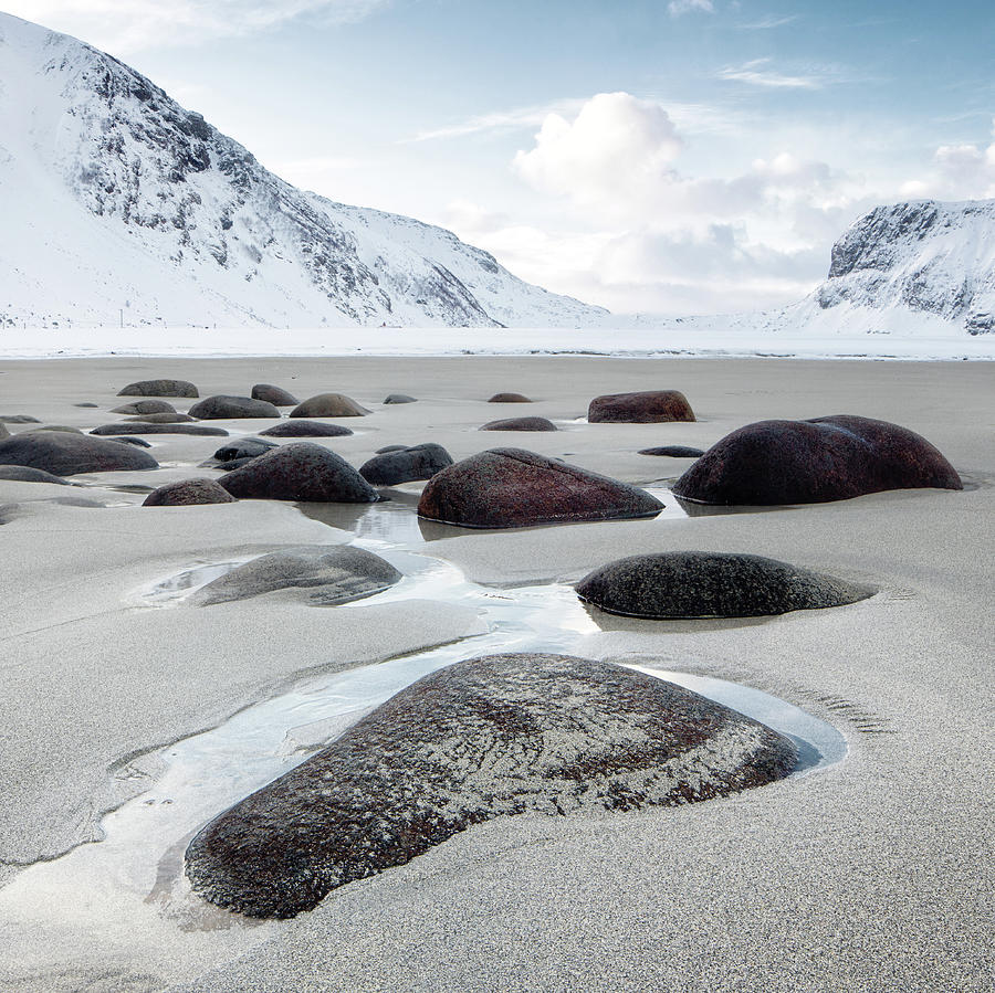 Norway Lofoten Unstad Beach With Stones Photograph by Spreephoto.de
