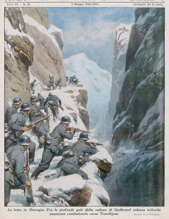 Norway The German Invaders Fight Drawing By Mary Evans Picture Library 