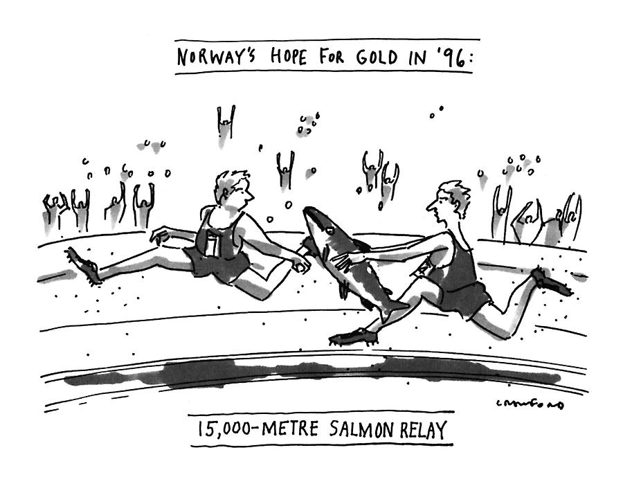 Norways Hope For Gold In 96: 15 Drawing by Michael Crawford