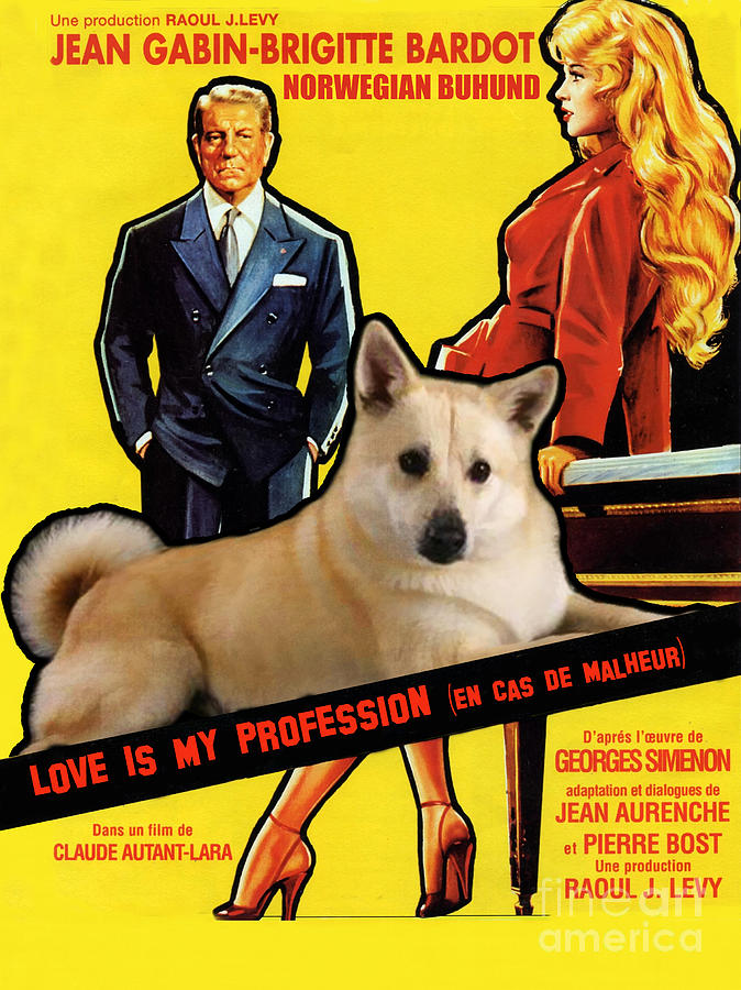 Norwegian Buhund Art Canvas Print - Love Is My Profession Movie Poster Painting by Sandra Sij