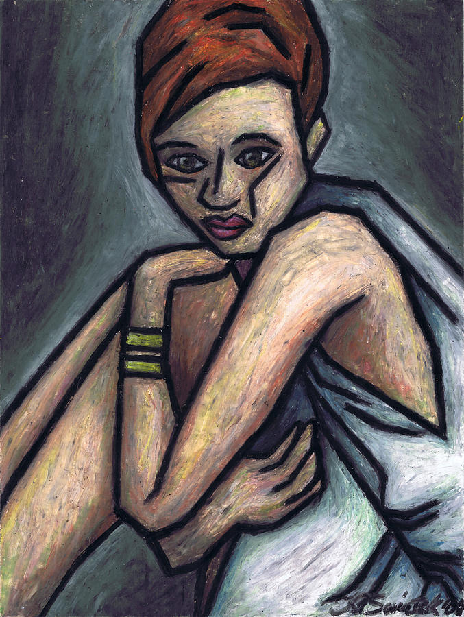 Portrait Painting - Nostalgic Woman by Kamil Swiatek