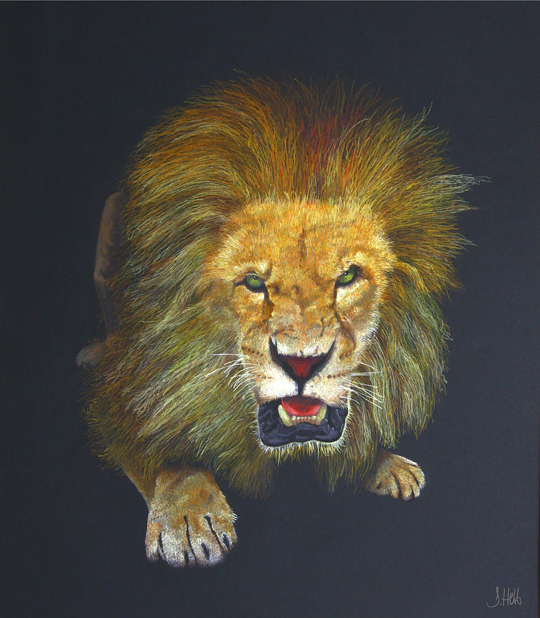 Lion Pastel - Not A Good Day by John Hebb
