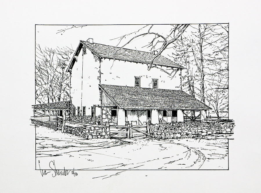 Not Just A Barn Drawing by Ira Shander