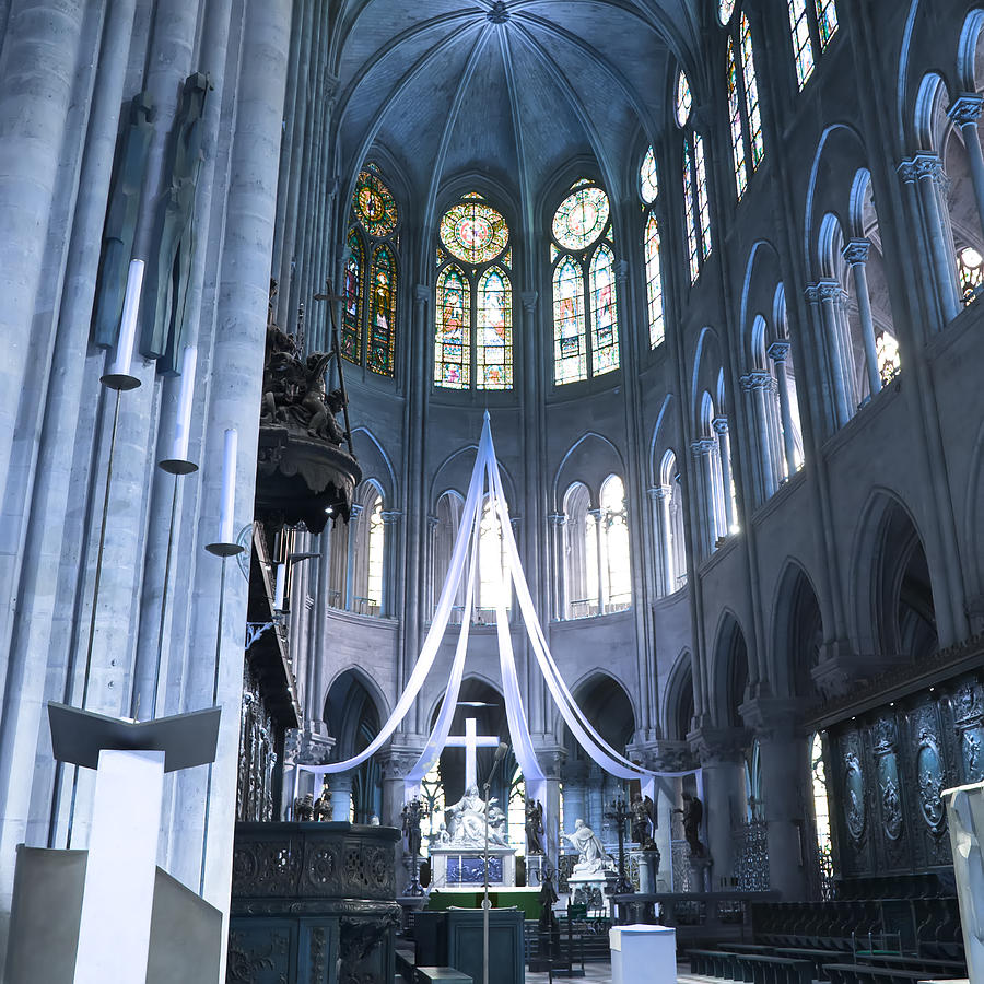 Notre Dame Altar Teal Paris France Photograph by Evie Carrier