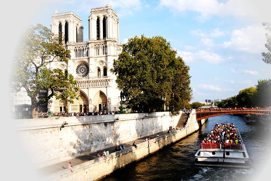 Notre Dame and the Seine Vignette Photograph by Jacqueline M Lewis
