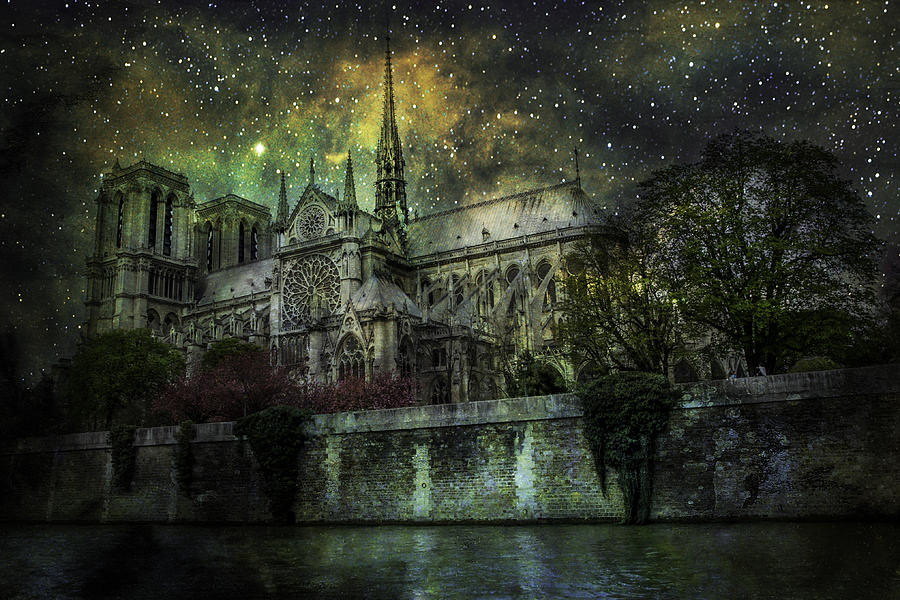 Notre Dame at night Photograph by James Bethanis