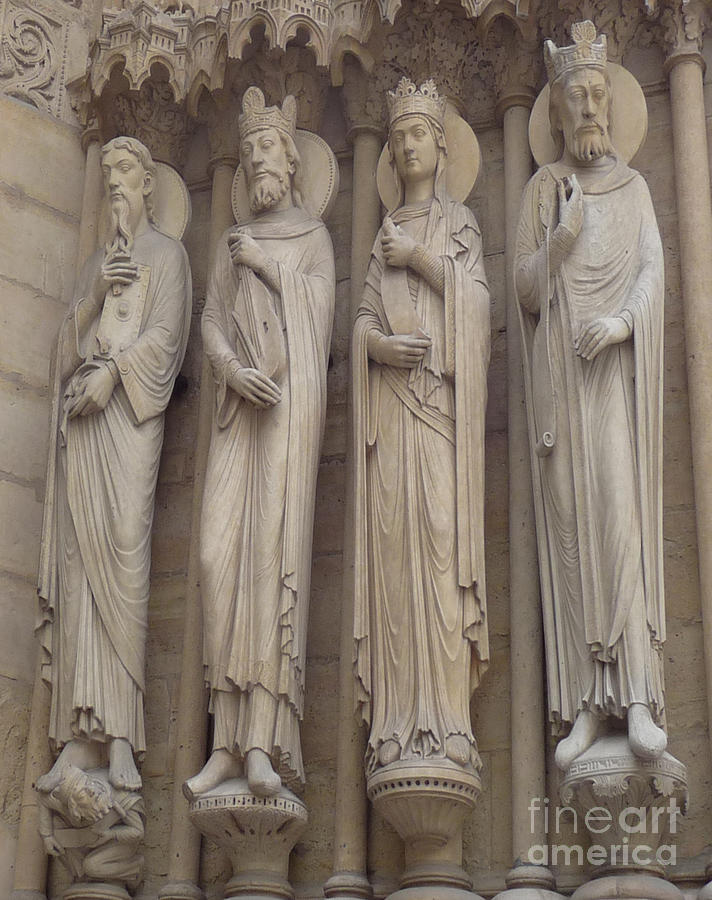 Paris Photograph - Notre Dame Cathedral Saints by Deborah Smolinske