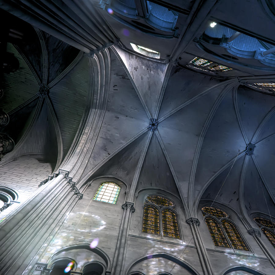 Notre Dame Ceiling in Blues Photograph by Evie Carrier