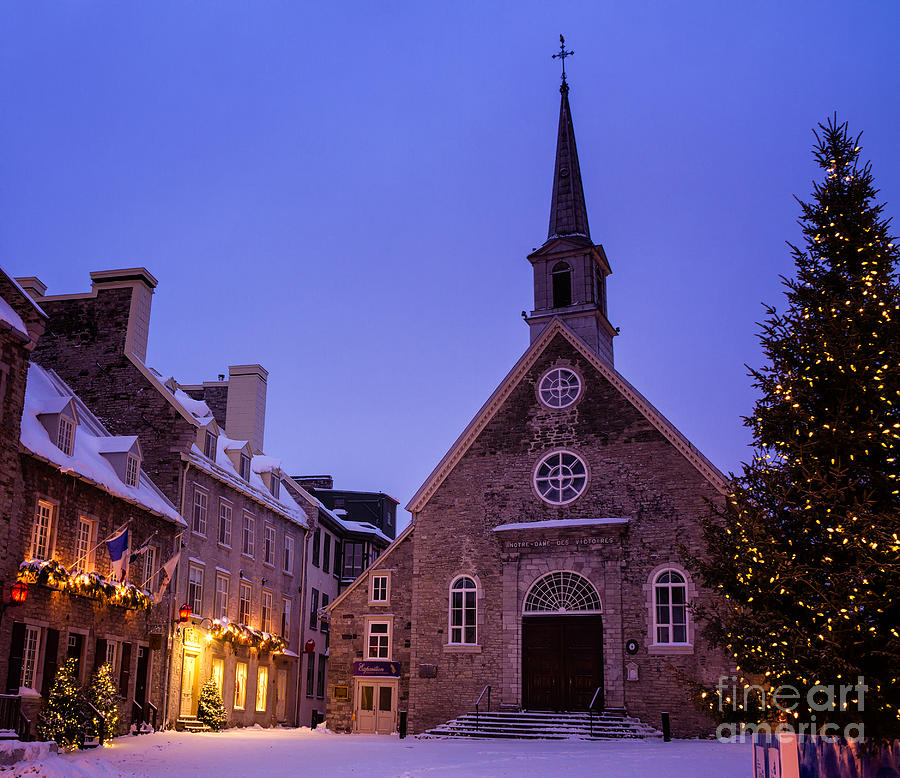 Notre-Dame-des-Victoires at Twilight Quebec City Cananda Photograph by Dawna Moore Photography