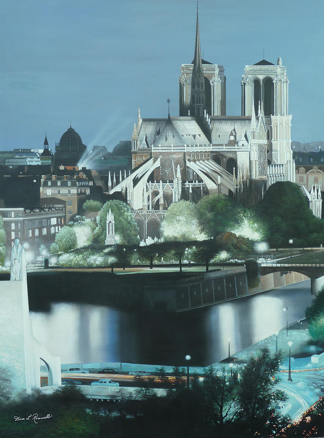 Notre Dame  Painting by Diane Romanello