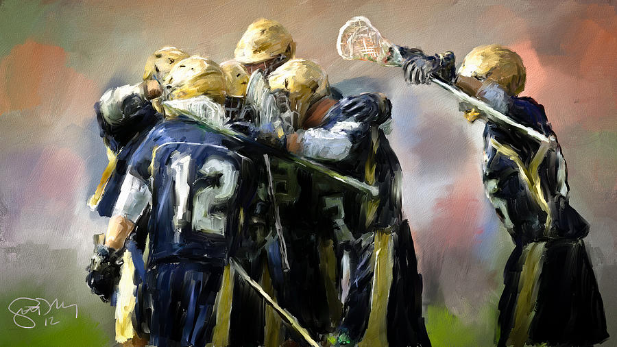 Notre Dame Painting - College Lacrosse Celebration  by Scott Melby