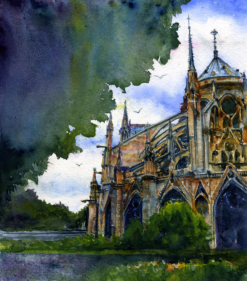 Notre Dame Paris France Painting by John D Benson