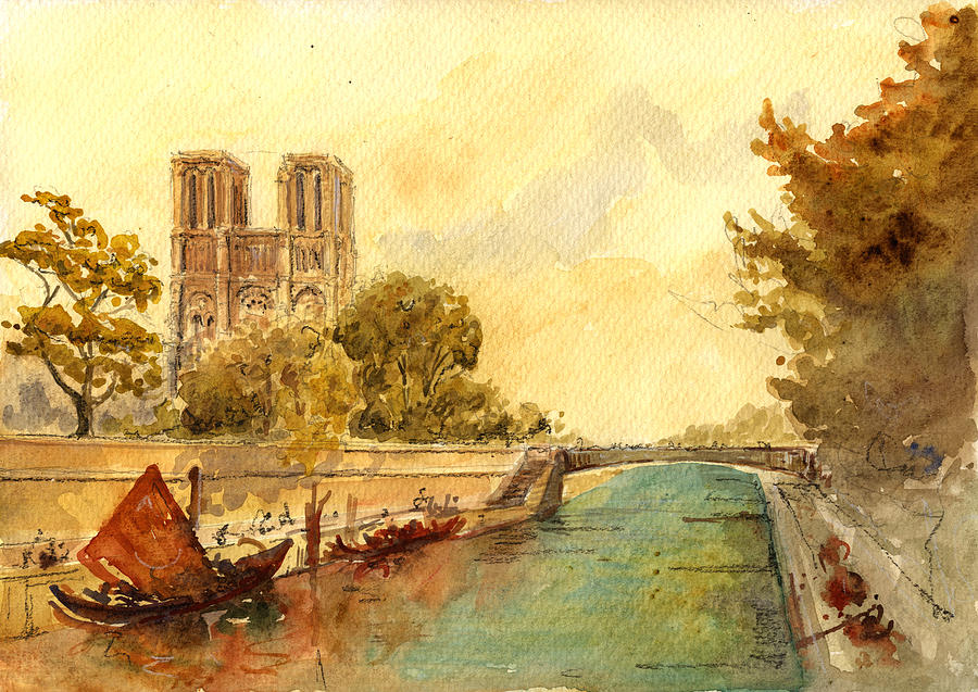 Paris Painting - Notre Dame Paris. by Juan  Bosco